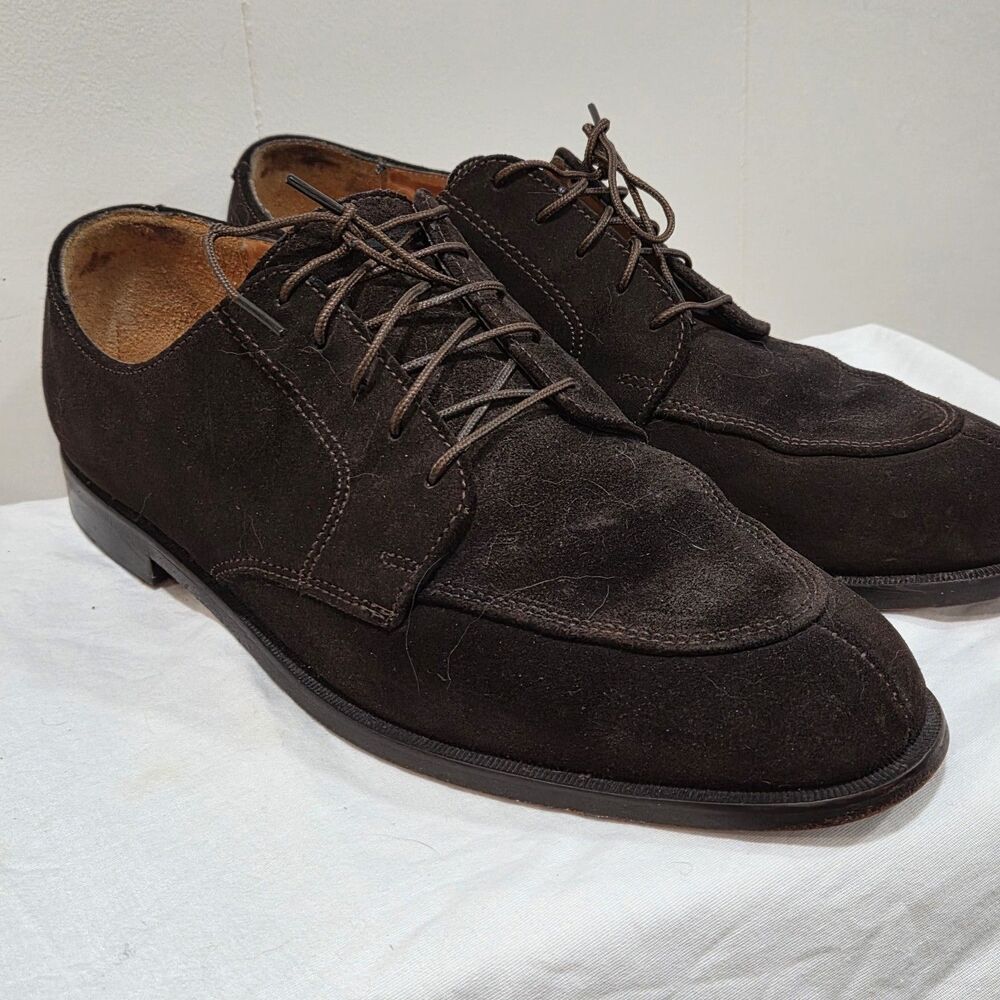 Cole Haan Made in USA Sz 9.5 D Dark Brown Suede Split Toe Derby Oxford Men Shoes